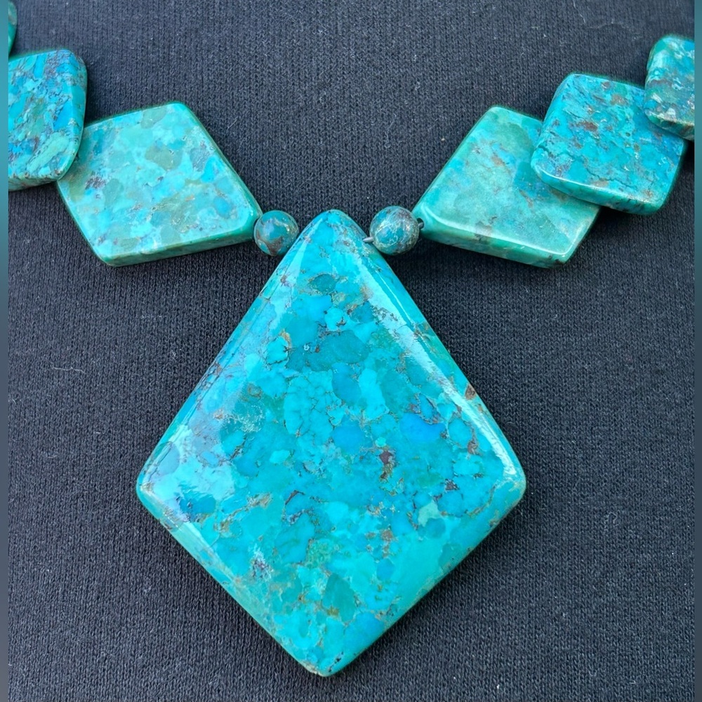 JAY KING Genuine Turquoise Pendant SS Statement Necklace